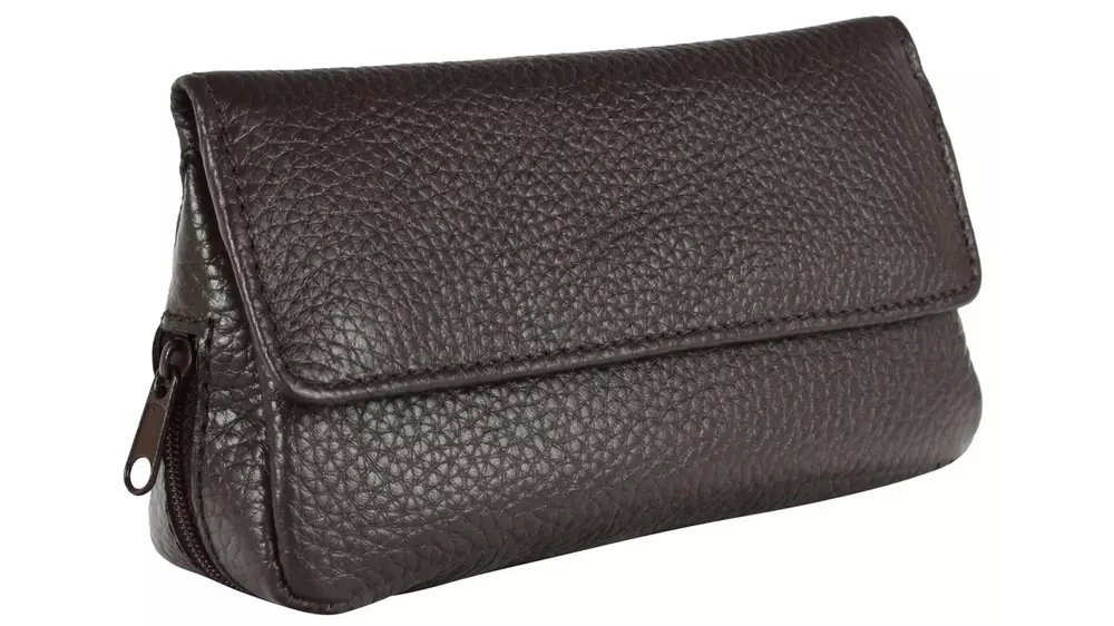 калъф за лула Leather dark brown 2 pipes