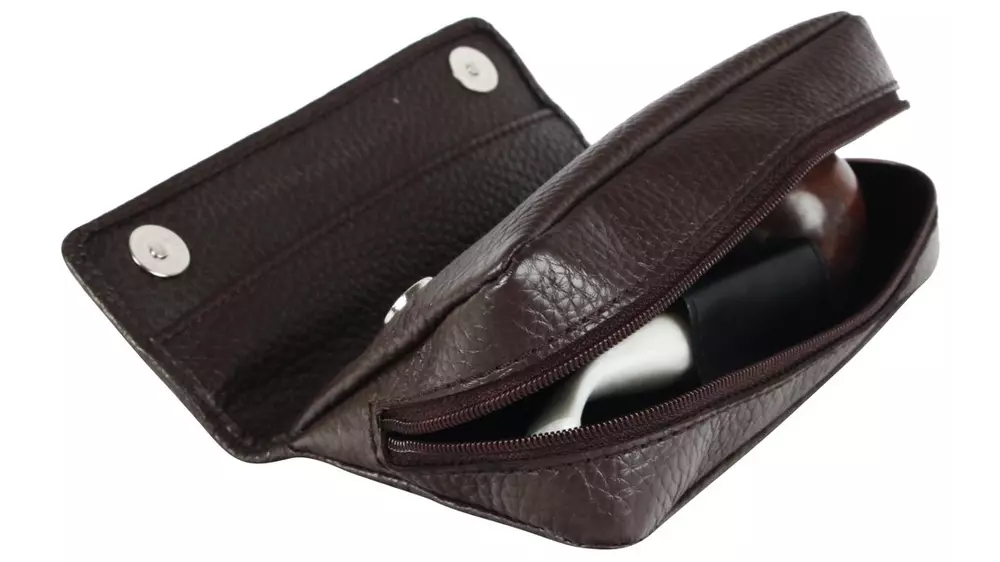 калъф за лула Leather dark brown 2 pipes