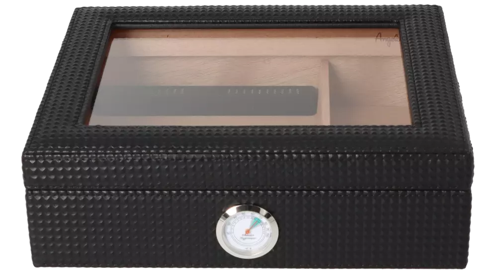 humidor Angelo Glass PU Diamond black 25 cig