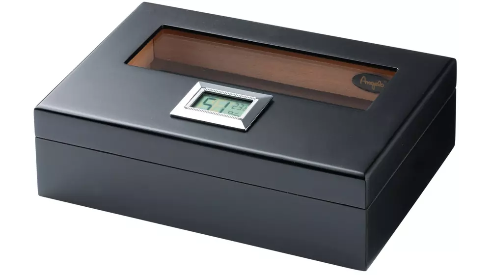 humidor Angelo black matt glass 19x11x6 cm, 5 cig