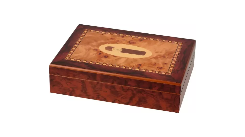 humidor Cigar Travel burl wood finish, 10 cigars