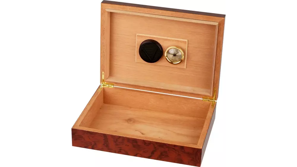 humidor Cigar Travel burl wood finish, 10 cigars