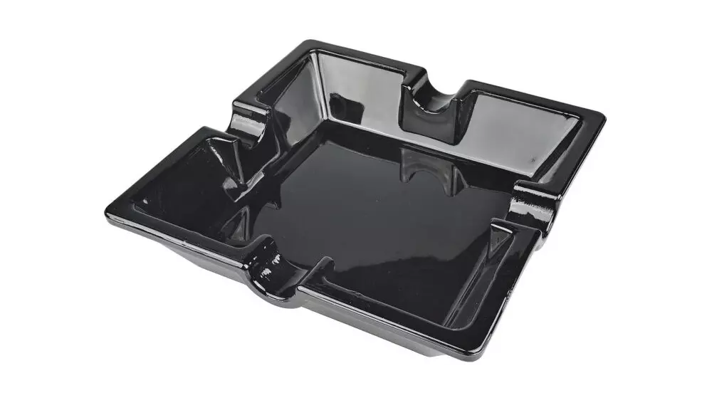 пепелник Cigar Square glass black 16 cm 4 cigars