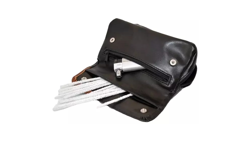 калъф за лула Angelo black brown leather 2 pipes