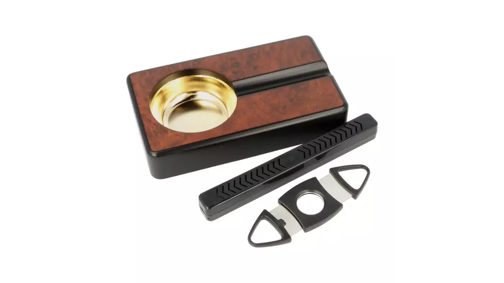 умидор сет Glass Top Brown - ashtray and cutter