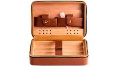 умидор Passatore travel leatherette light brown/zipper 5 cig