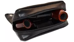 калъф за лула Angelo black brown leather 2 pipes