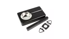 умидор сет Glass Top Black - ashtray and cutter