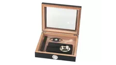 умидор сет Glass Top Black - ashtray and cutter