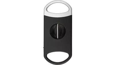 резачка Cigar cutter kerf cut rubber finish black and silver