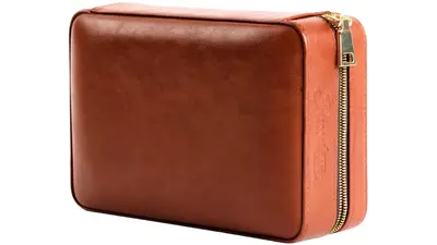 умидор Passatore travel leatherette light brown/zipper 5 cig